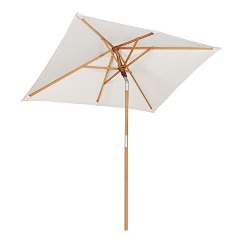 Sekey® sombrilla Parasol de Madera para terraza jardín Playa Piscina Patio 200 × 150 cm Crudo/Crema rectángulo Protector Solar UV50+