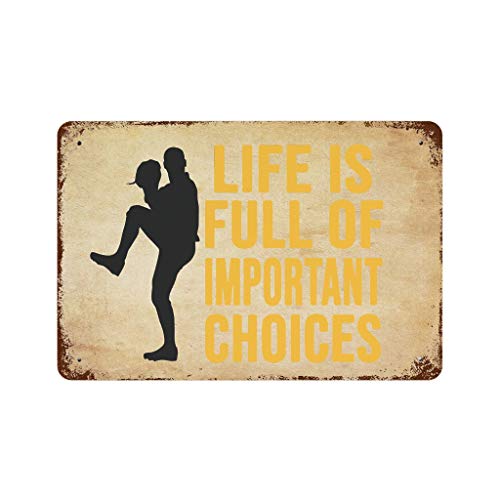 Señal de metal con texto "Life is full of choice baseball" (30 x 20 cm), diseño retro