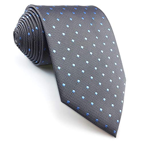 shlax&wing Nuevo Diseño Puntos Corbatas Para Hombre Gris Azul Seda Para Hombre Traje de negocios Classic