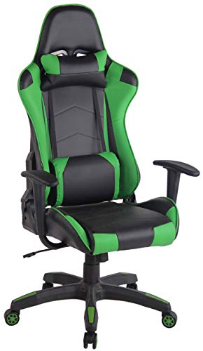 Silla Racing Miracle V2 en Cuero PU I Silla Gaming Regulable en Altura I Silla Gamer con 2 Cojínes Removibles I Silla Ordenador I Color:, Color:Negro/Verde