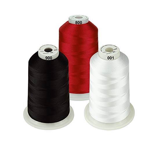 Simthread Juego de bobinas de hilo de bordar a máquina, 5000 m, de poliéster, colores clásicos, blanco, negro y rojo, para máquina de bordado Brother, Babylock, Janome, Kenmore, Singer, W6 N Simthread Juego de bobinas de hilo de bordar a máquina, 5000 m, de poliéster, colores clásicos, blanco, negro y rojo, para máquina de bordado Brother, Babylock, Janome, Kenmore, Singer, W6 N