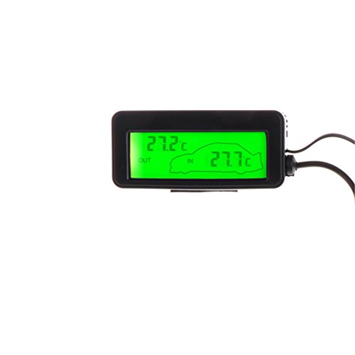 siwetg Mini termómetro digital para coche con pantalla LCD para interior y exterior, 12 V, para vehículos con cable de 1,5 m
