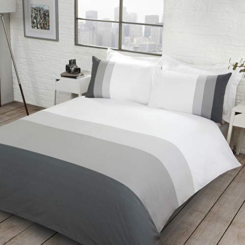 Sleepdown Juego de Funda de edredón Reversible de Color Gris, fácil de cuidar, con Fundas de Almohada, Doble (200 x 200 cm), Mezcla de algodón Sleepdown Juego de Funda de edredón Reversible de Color Gris, fácil de cuidar, con Fundas de Almohada, Doble (200 x 200 cm), Mezcla de algodón