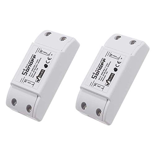 Sonoff Basic R2 - Interruptor Inteligente Universal con Mando a Distancia WiFi y Temporizador para Hacer uno Mismo a través de iOS Android 10 A/2200 W, Blanco… (2 Pack)