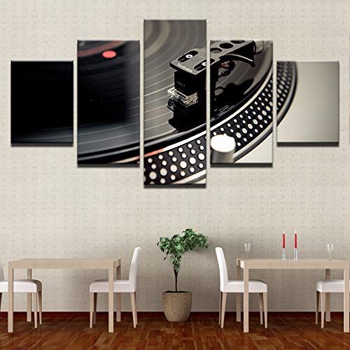 SPLLEADER 2020 - Lienzo decorativo para el hogar, impresión HD, 5 piezas, instrumentos de música DJ, tocadiscos, cuadros de discoteca, arte de pared, 40x60 40x80 40x100cm