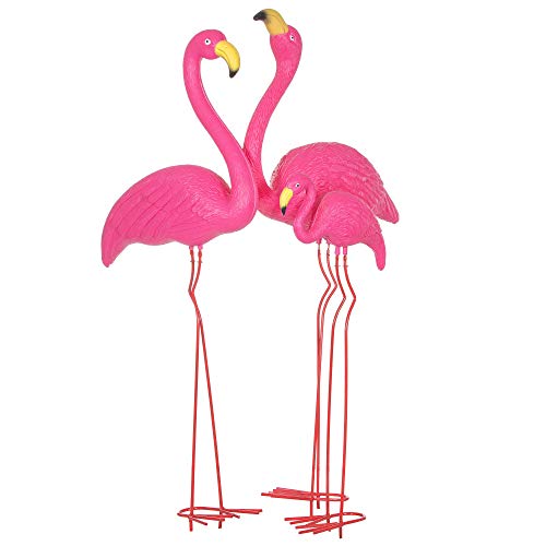 SPRINGOS - Figura decorativa para jardín (2/3), diseño de flamencos, color rosa, Color rosa, 3 unidades.
