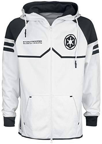 Star Wars Storm Trooper Hombre Capucha con Cremallera Blanco L, 100% poliéster, Regular