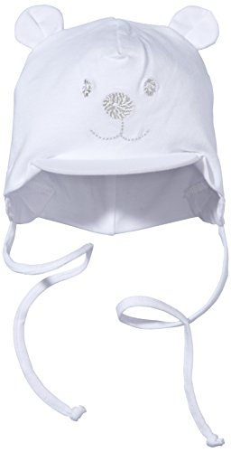 Sterntaler Gorra unisex con visera y cinta para el cuello con bonito motivo de oso, Edad: 9-12 meses, Tamaño: 47, Blanco