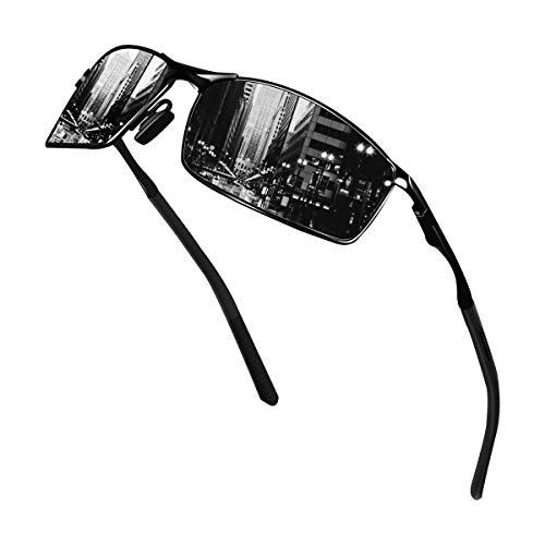 Sunmeet Gafas de Sol Hombre Polarizadas Deportes 100% Protección UV Gafas de sol para Hombre Conducción S1008(Negro/Negro)