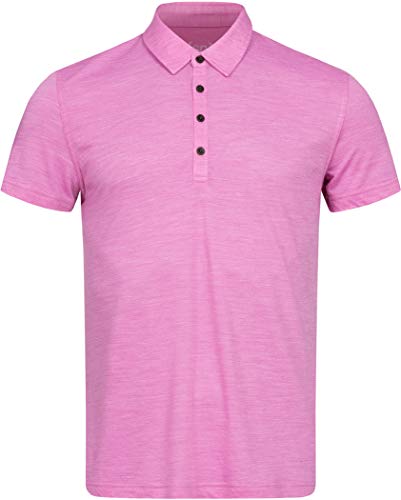 super.natural Polo para Hombre con Lana Merino, M Everyday Polo Talla L, Color Rosa Jaspeado