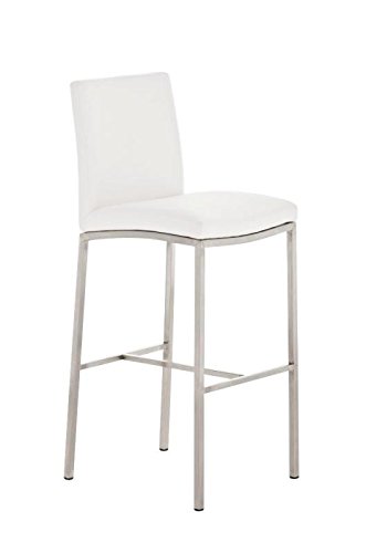 Taburete De Bar Freeport En Cuero PU I Taburete Clásico con Respaldo & Reposapiés I Taburete De Cocina con Base De Acero Inoxidable I Color:, Color:Blanco Taburete De Bar Freeport En Cuero PU I Taburete Clásico con Respaldo & Reposapiés I Taburete De Cocina con Base De Acero Inoxidable I Color:, Color:Blanco