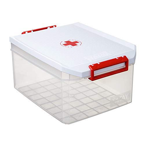 TATAY Caja Botiquín Primeros Auxilios con Tapa Gran Capacidad plástico Polipropileno 14 litros, Blanco, 27 x 39 x 19 cm TATAY Caja Botiquín Primeros Auxilios con Tapa Gran Capacidad plástico Polipropileno 14 litros, Blanco, 27 x 39 x 19 cm