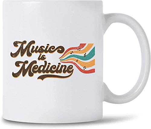 Taza de café Music is Medical Music Lover, Canción Writer Regalo Retro Vintage 70s Taza de cerámica, 325 ml