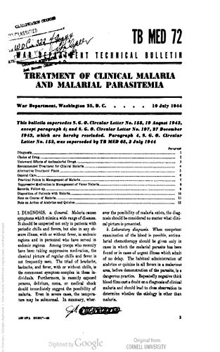 TB MED 72: Treatment of Clinical Malaria and Malarial Parasitemia (English Edition)