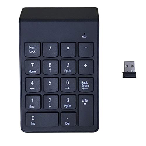 Teclado Numérico Inalámbrico, Mini Teclado USB, Teclado numérico portátil de 18 Teclas con Mini Receptor USB 2.4G, Delgado Ultra Teclado Numérico para Ordenador Portátil o PC