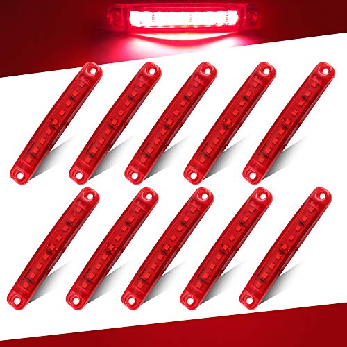 Teguangmei 10Pcs LED Luces de Posición Lateral 12-24V Rojo de Posición Lateral 3,9'' Luz de Advertencia,Utilizada Para Luces de Posición Delanteras y Traseras de Camión Remolque, Camión, Caravana