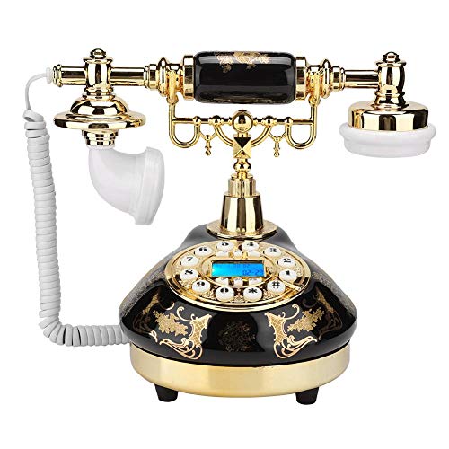 Teléfono de Escritorio, MS-9107 Teléfono Retro Europeo Cerámica Patrón de Flor de Oro Negro Teléfono Antiguo Decoración del hogar Teléfono de Escritorio para Sala de Estar Tienda en casa
