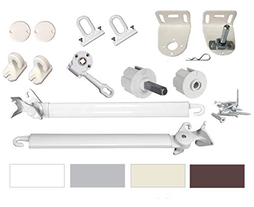 TENDAGGIMANIA Kit completo de accesorios de alta calidad para toldo de caída 5000/s con brazos, disponible en varios colores y tamaños (kit de rodillo diámetro 60 mm, blanco RAL 9010)
