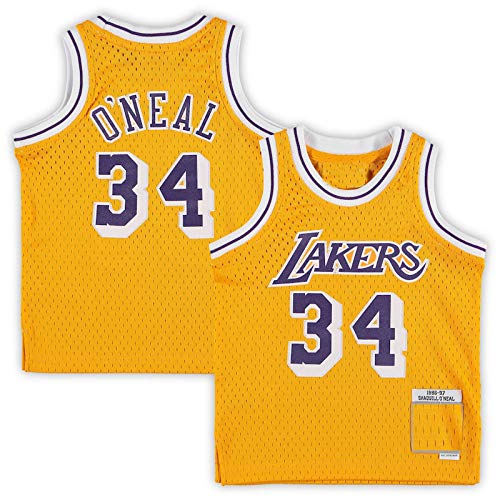 THDB Ropa de baloncesto para niños Shaquille Los Angeles NO.34 Oro, Lakers O'Neal infantil Jubilado Jersey Transpirable Deportes Manga Corta Para Niños