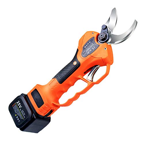 Tijeras de podar eléctricas inalámbricas con recargable Batería de litio de 25V, 40 mm (1,57 pulgadas) de diámetro de corte, 6-8 horas de trabajo (naranja),2 batteries Tijeras de podar eléctricas inalámbricas con recargable Batería de litio de 25V, 40 mm (1,57 pulgadas) de diámetro de corte, 6-8 horas de trabajo (naranja),2 batteries