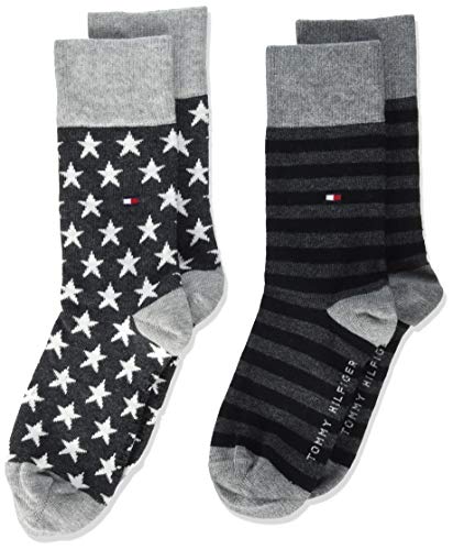 Tommy Hilfiger Stars And Stripes Kid's Socks (2 Pack) calcetines, negro, 31/34 (Pack de 2) Unisex Niños