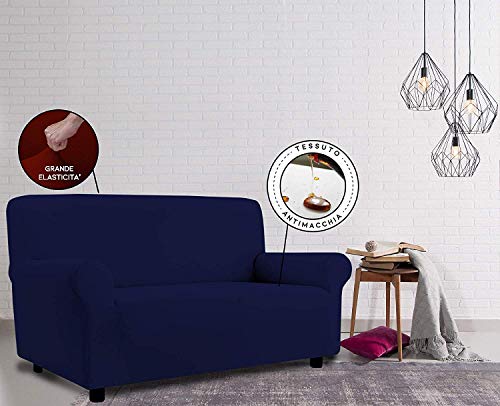Top Shop Funda para sofá bielástica práctico de 2 plazas de 110 a 150 cm, color azul