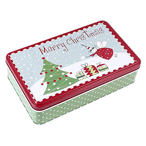 TOYANDONA Lata para galletas de Navidad, de metal, cuadrada, diseño de ángel, caja de regalo para té