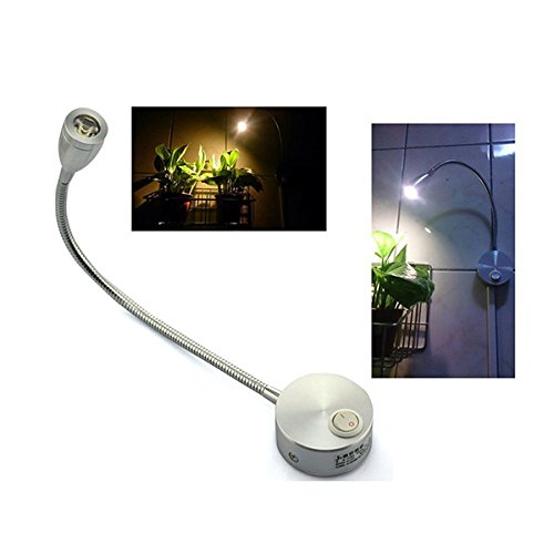 UEETEK CA 85-265V 3W 360 Grados Brazo Flexible luz LED Lectura luz cabecera lámpara de Pared LED con Interruptor (Blanca cálida)