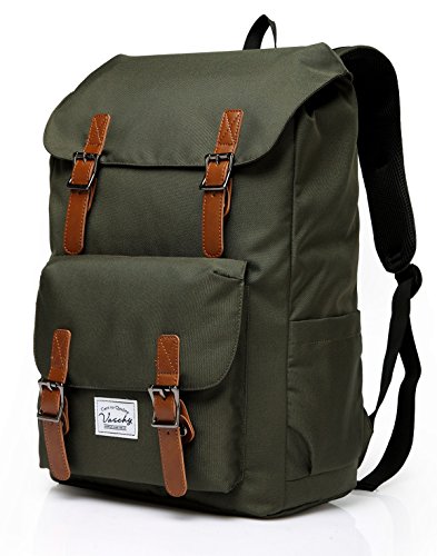 VASCHY Mochila Hombre,Mochila Portatil Mujer 15.6 Pulgadas Mochilas Escolares Juveniles Vintage para Universidad Resistente al Agua Verde VASCHY Mochila Hombre,Mochila Portatil Mujer 15.6 Pulgadas Mochilas Escolares Juveniles Vintage para Universidad Resistente al Agua Verde