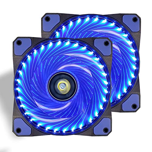 Ventilador de PC,CONISY 120 mm LED Gaming Ultra Silencioso Ventiladores para Caja de Ordenador (Doble Azul)