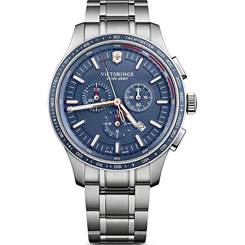 Victorinox Hombre Alliance Sport Chronograph Reloj de Cuarzo de fabricación Suiza - Plateado/Azul 241817