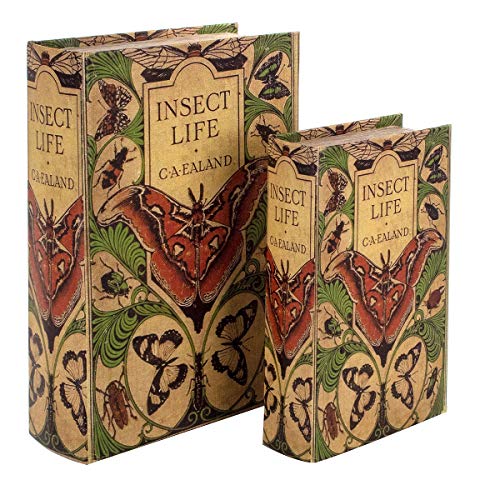 Vidal Regalos Set Dos Caja Libro 2 Tamaños Insectos Mariposas Vintage Antiguo Decorativo y Funcional 27 cm