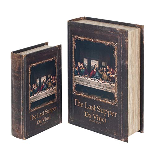 Vidal Regalos Set Dos Caja Libro 2 Tamaños Ultima Cena Da Vinci Jesucristo Decorativo y Funcional Diseño Antiguo 27 cm