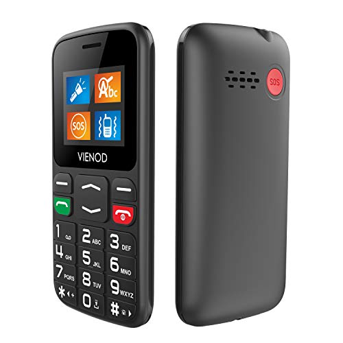 VIENOD V105 gsm Teléfonos Móviles para Personas Mayores con Teclas Grandes, Fáciles De Usar Móviles para Ancianos, Botón SOS, Altavoz, Marcado Rápido - Negro