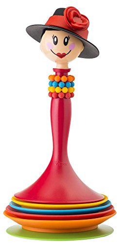 VIGAR Dolls Evelyn Set de Vino, 4 Marcacopas y 4 Posavasos, 11 x 11 x 22 cm, ABS, Silicona, Multicolor