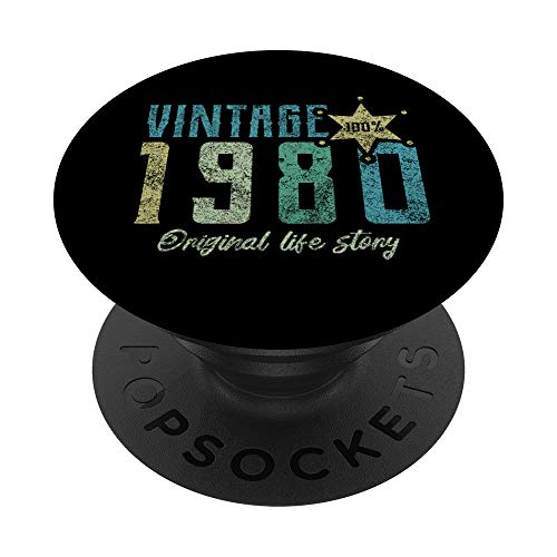 Vintage 1980 Cumpleaños 40 Años en 2020 Vida Original PopSockets Agarre y Soporte para Teléfonos y Tabletas