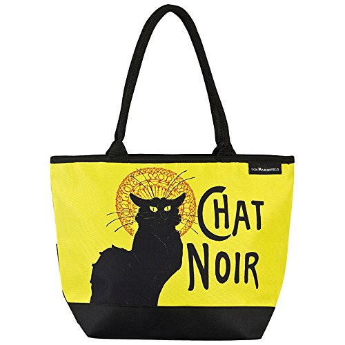 VON LILIENFELD Bolsa Compra Shopper Grande de Playa Bandolera Mujer Gato Art Chat Noir