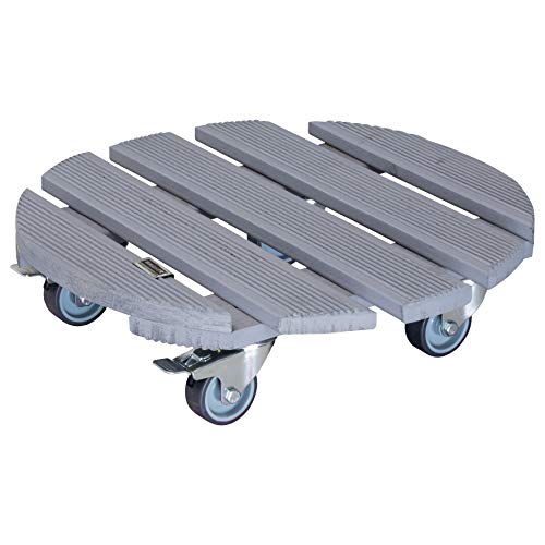 Wagner Rodillo para Plantas Creo Ø 38 x 10,5 cm I Carro para Uso Exterior+Interior I Madera Maciza FSC®, Gris, Acanalada I 2 Frenos totales I Capacidad de Carga 200 kg I 20086301 Wagner Rodillo para Plantas Creo Ø 38 x 10,5 cm I Carro para Uso Exterior+Interior I Madera Maciza FSC®, Gris, Acanalada I 2 Frenos totales I Capacidad de Carga 200 kg I 20086301