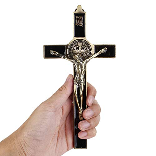 wgd Foxi 8 Pulgadas Jesucristo Muro Crucifijo Cruz Religioso, Decoración De Artesanía 3D Jesucristo En El Soporte, Decoración Antigua (19.5x9.5cm)