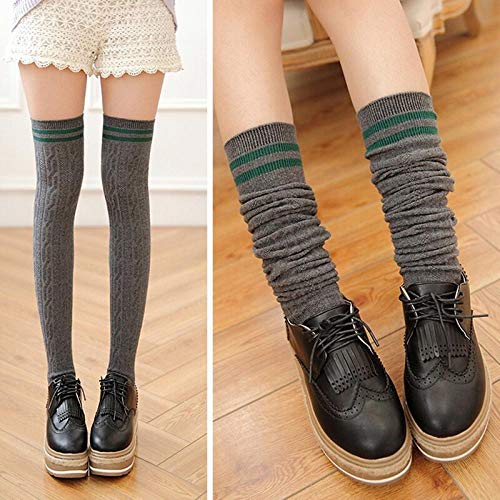 whmyz - Medias largas para mujer en el centro de los muslos de media pierna para otoño e invierno, color gris oscuro whmyz - Medias largas para mujer en el centro de los muslos de media pierna para otoño e invierno, color gris oscuro