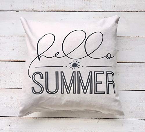 Wini2342ckey Hello Summer - Funda de almohada para casa de campo, almohada de moda, almohada para exteriores