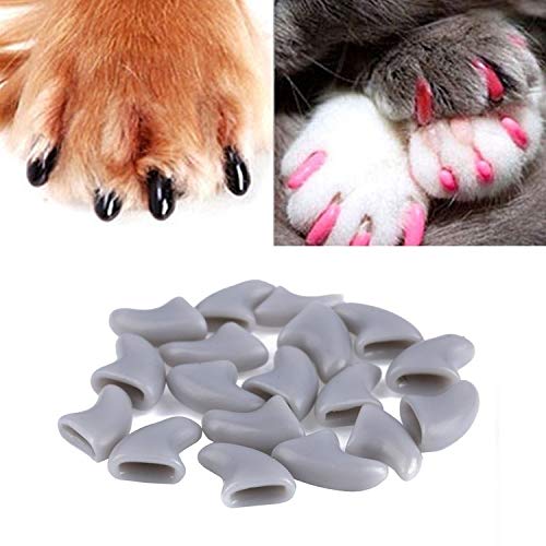 WJH 20 PCS Silicona Soft Cat Clavos for uñas/Cat Paw Claw/Pet Nail Protector/Cat Nail Cover (Color : Gray)