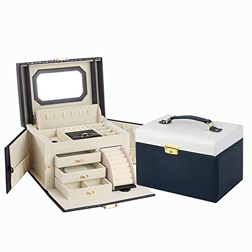 WNN Caja de joyería de Cuero de imitación, Almacenamiento de Caja de Organizador de joyería de Alta Capacidad, Pendientes, Anillos, Collares, Caja de Regalo de Joyas for niñas (Color : Blue) WNN Caja de joyería de Cuero de imitación, Almacenamiento de Caja de Organizador de joyería de Alta Capacidad, Pendientes, Anillos, Collares, Caja de Regalo de Joyas for niñas (Color : Blue)