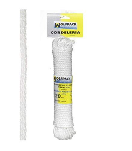 WOLFPACK LINEA PROFESIONAL 16010010 Cuerda Trenzada Plástico Blanca (Madeja 20 m.)