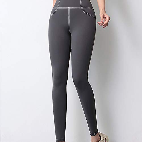 Y-H-X Leggings de cintura alta para mujeres, pantalones de yoga con bolsillos y control de la barriga para entrenamiento en marcha,2#,M