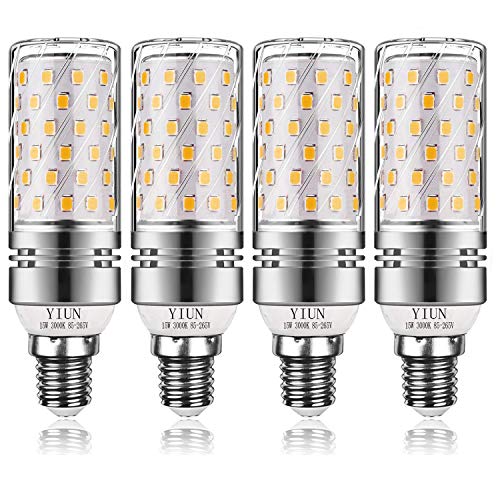 Yiun E14 LED vela Bulbs,15W blanco cálido,120 Watt Equivalente, paquete de 4