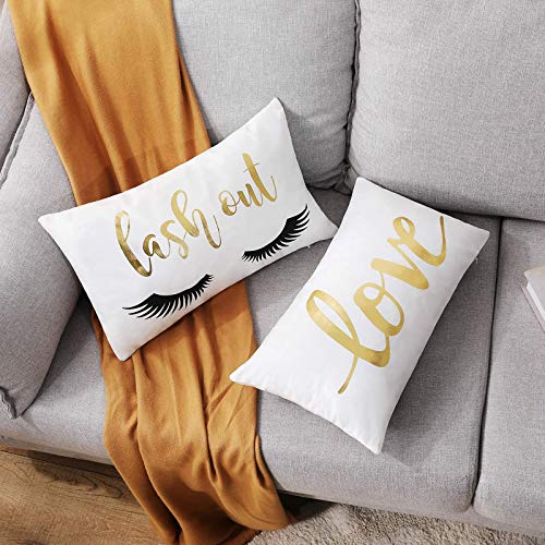 YNester - Fundas de almohada de franela, doradas, decorativas, con diseño de labios y amor, fundas de almohada de 45 x 45 cm, color bronceado, para sofá, cama, sillón o regalo