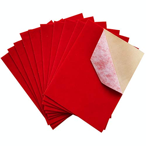 ZAIONE 20 hojas de papel de contacto de terciopelo autoadhesivas, 21 cm x 30 cm, tamaño A4, para cajones de joyería, tela no tejida, manualidades, decoración de fondo (rojo)