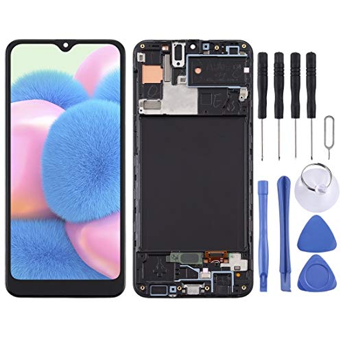 ZAORUN Piezas de Recambio TFT Material de la Pantalla LCD y digitalizador Asamblea Completa con el Marco Compatible for Galaxy Samsung A30S Teléfono móvil sustituir Parte (Color : Black)