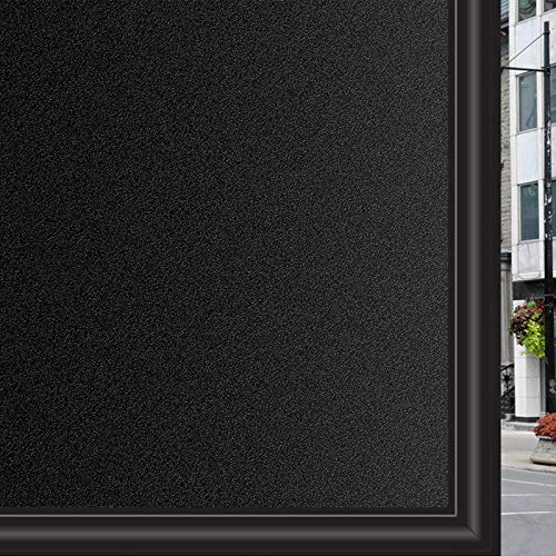 Zindoo Vinilos para Ventanas Negro Película para Ventana 100% Opaco Sombreado Decorativa Vinilo Cristal Ventana Anti-UV Adecuada para Baño, Vestuario 44.5 x 200 cm